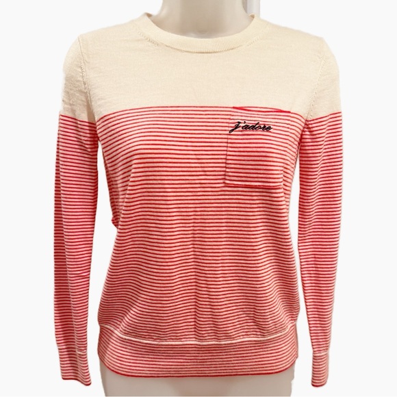 Banana Republic | J'adore Extra Fine Merino Wool Sweater - Red/Cream Stripe - Picture 3 of 9